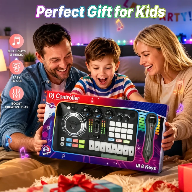 Музыкальная установка DJ Controller 208 (микрофон, запись, игры, подсветка, bluetooth)