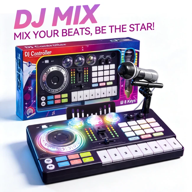 Музыкальная установка DJ Controller 208 (микрофон, запись, игры, подсветка, bluetooth)