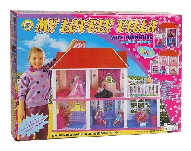 Домик для кукол 6980 My Lovely Villa (2 этажа, 5 комнат, мебель)