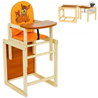 Стульчик для кормления деревянный Мася "Олененок Бемби" №2045 Оранжевый (трансформер: столик, стульчик; чехол) Стульчик для кормления деревянный Мася "Олененок Бемби" №2045 Оранжевый (трансформер: столик, стульчик; чехол)