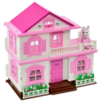 Домик для кукол "Счастливая семья" 1515 Anbeiya Family (2 этажа, мебель, 1 фигурка, подсветка)