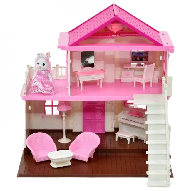 Домик для кукол "Счастливая семья" 1515 Anbeiya Family (2 этажа, мебель, 1 фигурка, подсветка) Домик для кукол "Счастливая семья" 1515 Anbeiya Family (2 этажа, мебель, 1 фигурка, подсветка)