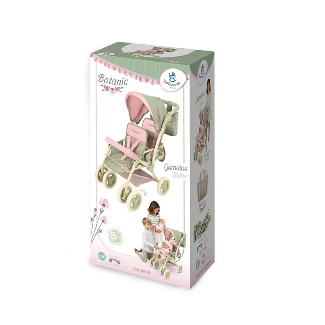 Коляска для кукол DeCuevas 90368 Botanic для близнецов (прогулочная, корзинка, сумка) Коляска для кукол DeCuevas 90368 Botanic для близнецов (прогулочная, корзинка, сумка)