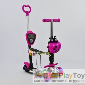 Самокат-беговел детский трехколесный Best Scooter (74230) 5 в 1, есть подсветка колес, PU-колеса, абстракция