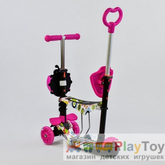 Самокат-беговел детский трехколесный Best Scooter (74230) 5 в 1, есть подсветка колес, PU-колеса, абстракция