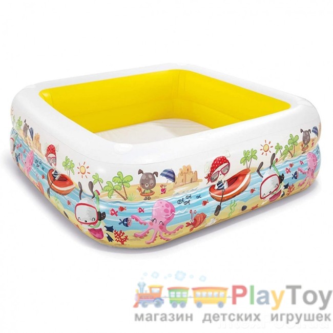 Дитячий надувний басейн Intex 57470-2 Акваріум зі знімним навісом жовтий 157 х 157 х 122 (50) см
