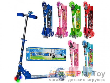 Самокат трехколесный на светящихся колесах (BB 3-010-2) с регулирующейся ручкой