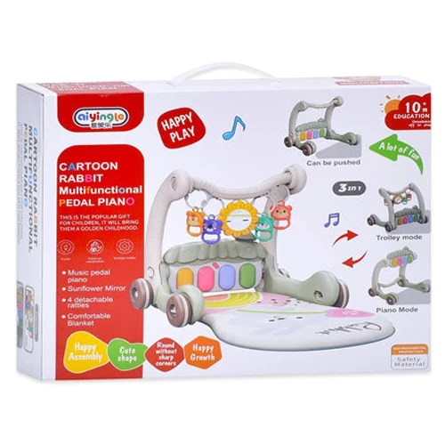 Ходунки-каталка коврик Rack & Walker 368-45A-B 3 в 1 (подсветка, мелодии, игры, погремушки, зеркальце, пианино)