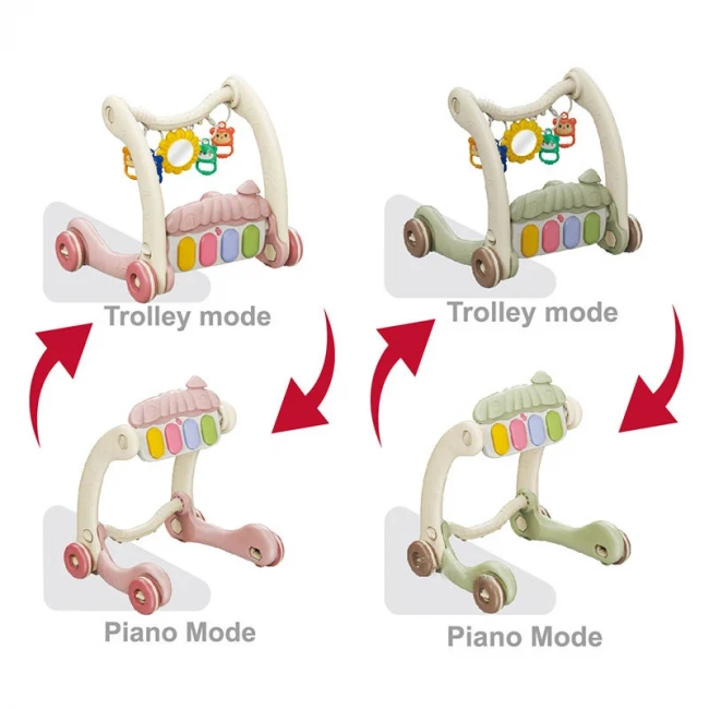 Ходунки-каталка коврик Rack & Walker 368-45A-B 3 в 1 (подсветка, мелодии, игры, погремушки, зеркальце, пианино)