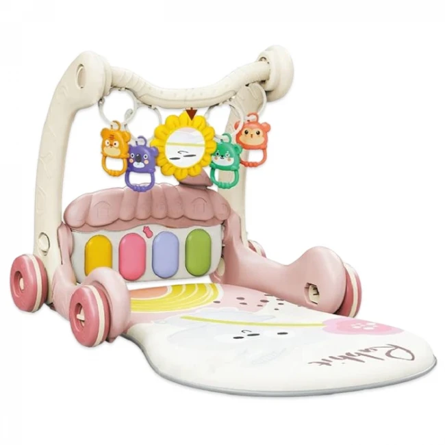 Ходунки-каталка коврик Rack & Walker 368-45A-B 3 в 1 (подсветка, мелодии, игры, погремушки, зеркальце, пианино)