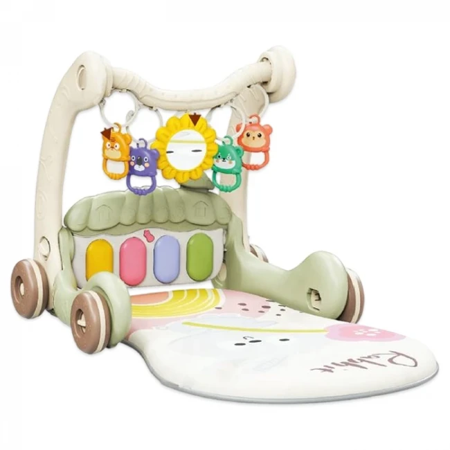 Ходунки-каталка коврик Rack & Walker 368-45A-B 3 в 1 (подсветка, мелодии, игры, погремушки, зеркальце, пианино)