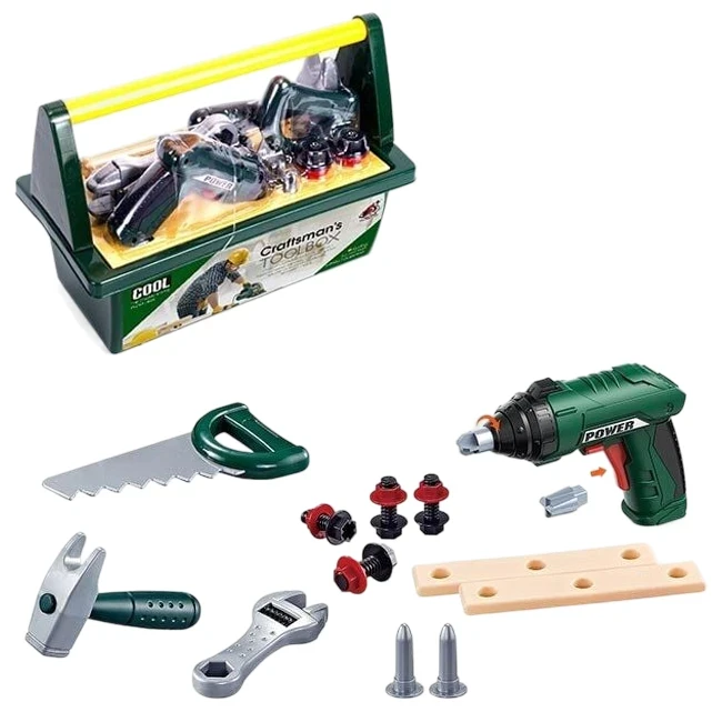 Детский набор инструментов Create Tools G 277 в боксе, шуруповерт, гаечный ключ, пила, молоток, детали Детский набор инструментов Create Tools G 277 в боксе, шуруповерт, гаечный ключ, пила, молоток, детали