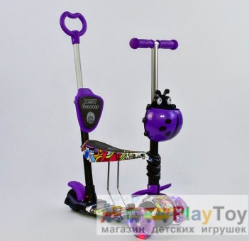 Самокат-беговел детский трехколесный Best Scooter (13400) 5 в 1, есть подсветка колес, PU-колеса, абстракция