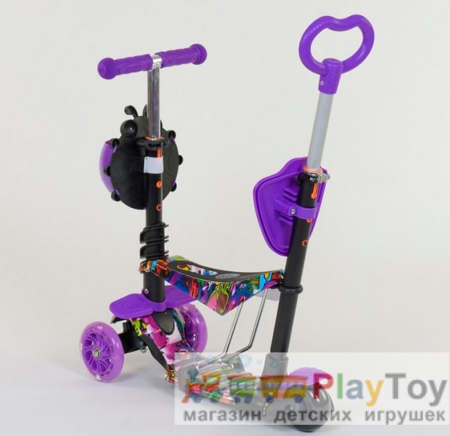 Самокат-беговел детский трехколесный Best Scooter (13400) 5 в 1, есть подсветка колес, PU-колеса, абстракция Самокат-беговел детский трехколесный Best Scooter (13400) 5 в 1, есть подсветка колес, PU-колеса, абстракция