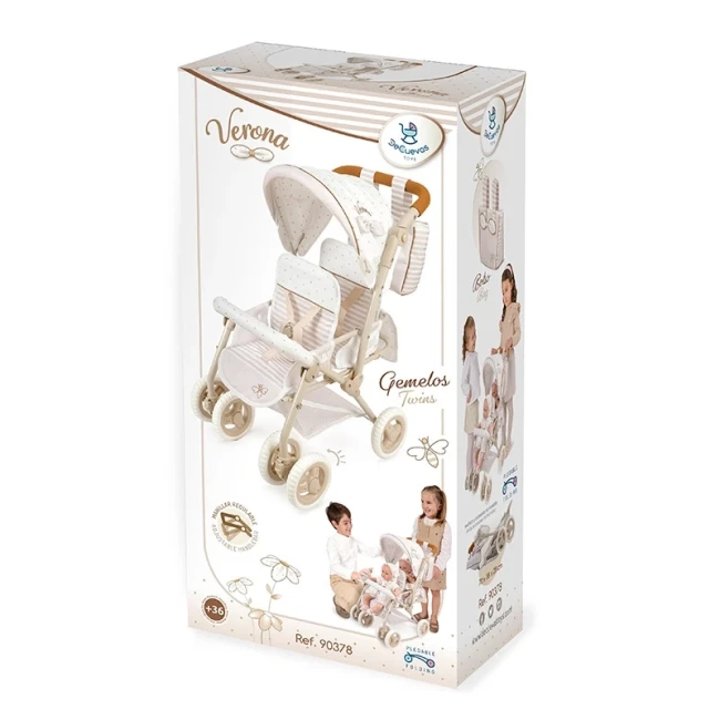 Коляска для кукол DeCuevas 90378 Verona для близнецов (прогулочная, корзинка, сумка) Коляска для кукол DeCuevas 90378 Verona для близнецов (прогулочная, корзинка, сумка)
