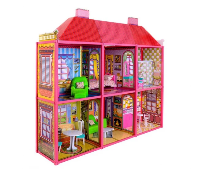 Домик для кукол My Lovely Villa 6983 (2 этажа, 6 комнат, мебель, 128 деталей)