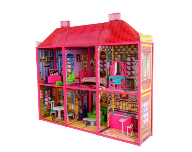 Домик для кукол My Lovely Villa 6983 (2 этажа, 6 комнат, мебель, 128 деталей)