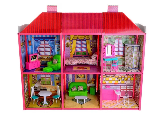 Домик для кукол My Lovely Villa 6983 (2 этажа, 6 комнат, мебель, 128 деталей)