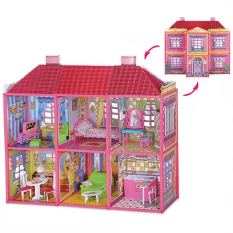 Домик для кукол My Lovely Villa 6983 (2 этажа, 6 комнат, мебель, 128 деталей)