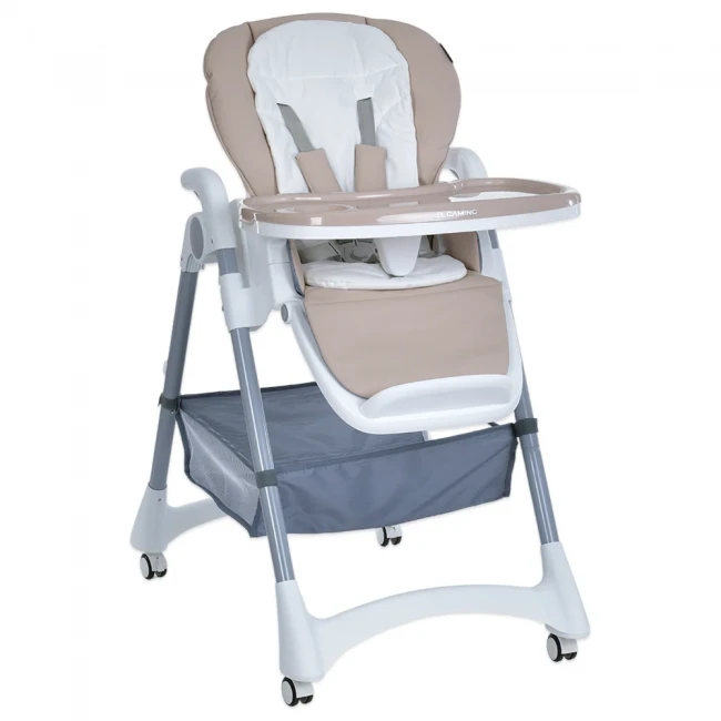 Стульчик для кормления El Camino ME 1177 Steady Cream Beige (съемный столик, подножка, корзинка, чехол, 4 колеса)