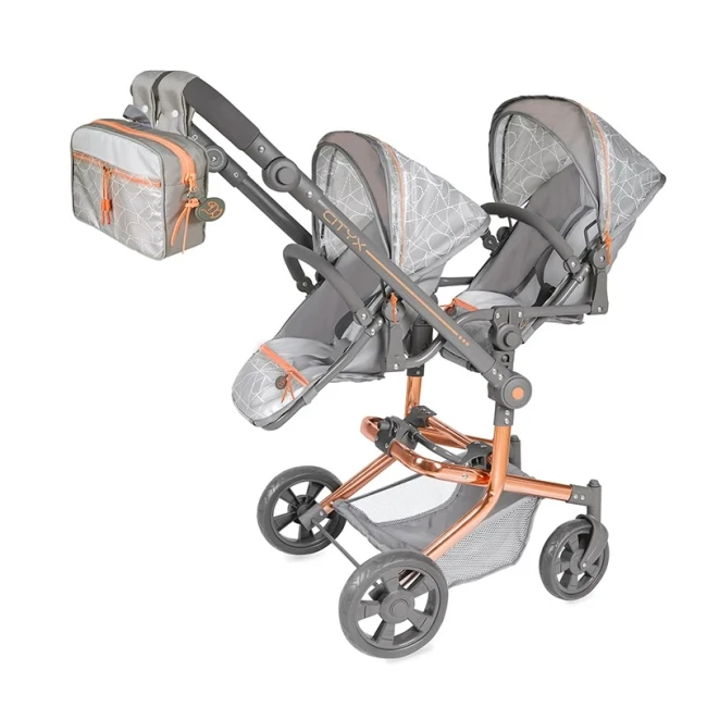 Коляска для ляльок DeCuevas 90877 Cytix для близнюків (прогулянкова, кошик, рюкзак)