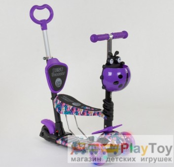 Самокат-біговів дитячий триколісний Best Scooter (19870) 5 в 1, є підсвічування коліс, PU-колеса, абстракція