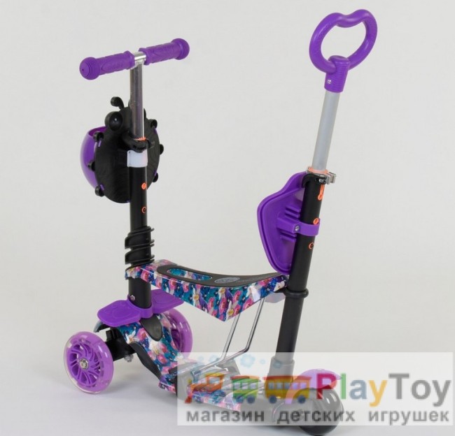 Самокат-біговів дитячий триколісний Best Scooter (19870) 5 в 1, є підсвічування коліс, PU-колеса, абстракція