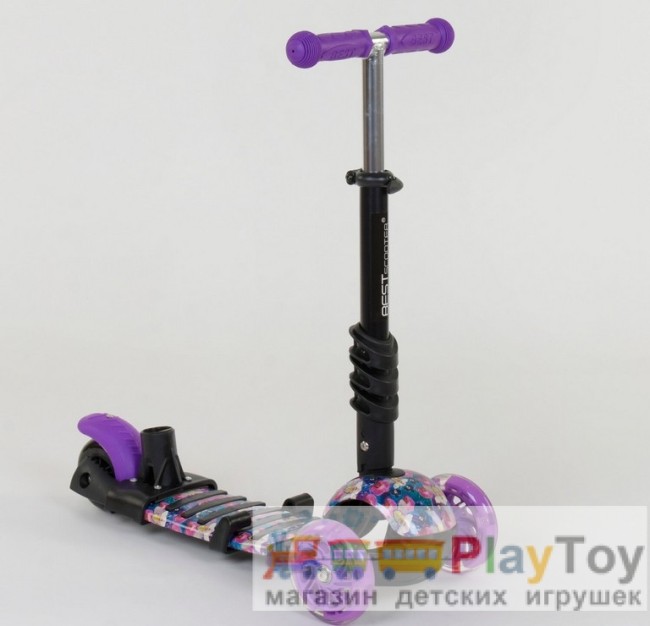 Самокат-біговів дитячий триколісний Best Scooter (19870) 5 в 1, є підсвічування коліс, PU-колеса, абстракція