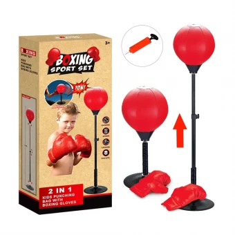 Боксерский набор MR 1245-1 2 в 1 (груша 18 см, стойка 36-115 см, перчатки)