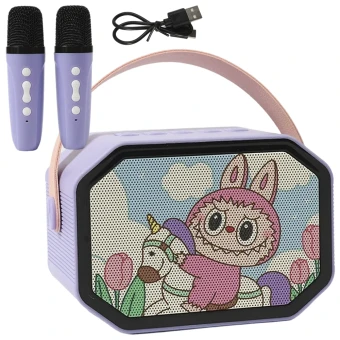 Детский караоке Speaker Kits K 9 L (Bluetooth, 2 микрофона, колонка, изменение голоса, подсветка, USB, аккумулятор)