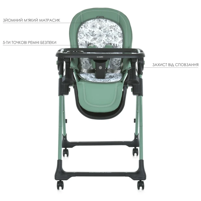 Стульчик для кормления El Camino ME 1037-B CRYSTAL Green (съемный столик, подножка, матрас, чехол, 4 колеса) Стульчик для кормления El Camino ME 1037-B CRYSTAL Green (съемный столик, подножка, матрас, чехол, 4 колеса)
