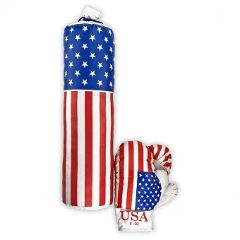 Боксерский набор Danko Toys "Америка" средний (груша 40x15 см, перчатки)