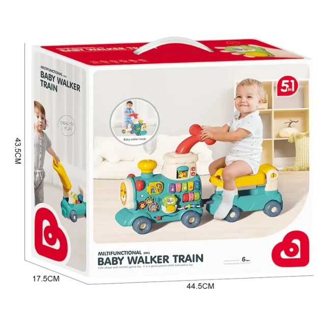 Ходунки дитячі Baby Walker 6064 Потяг 5в1 (ігрова панель, музика, світло, парогенератор, годинник)