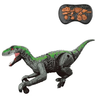 Робот динозавр 666-75 A Велоцираптор на радиоуправлении (28 см, аккумулятор, свет, звук, ходит)