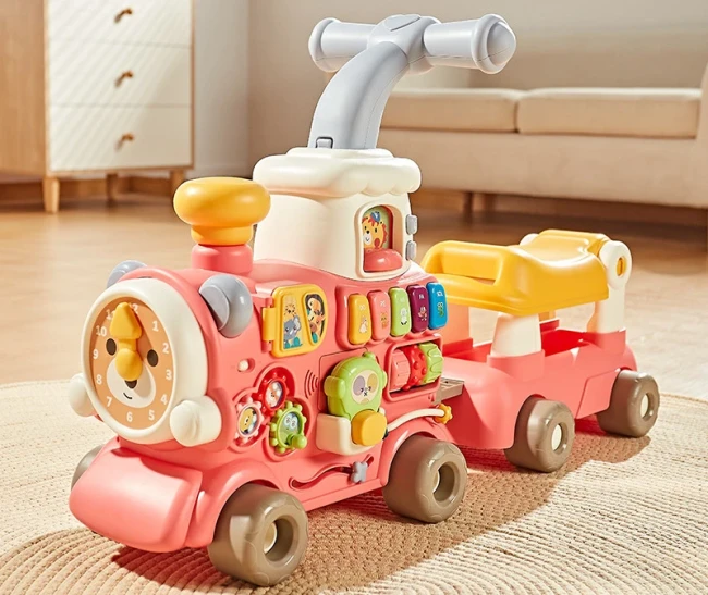 Ходунки дитячі Baby Walker 6065 Поїзд 5в1 (ігрова панель, музика, світло, парогенератор, годинник)