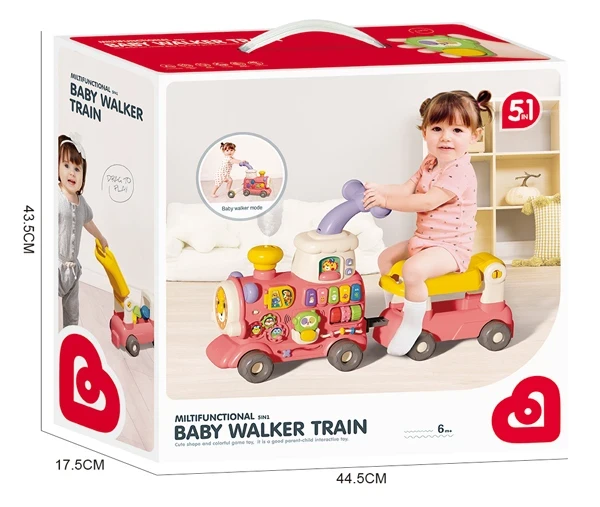 Ходунки дитячі Baby Walker 6065 Поїзд 5в1 (ігрова панель, музика, світло, парогенератор, годинник)