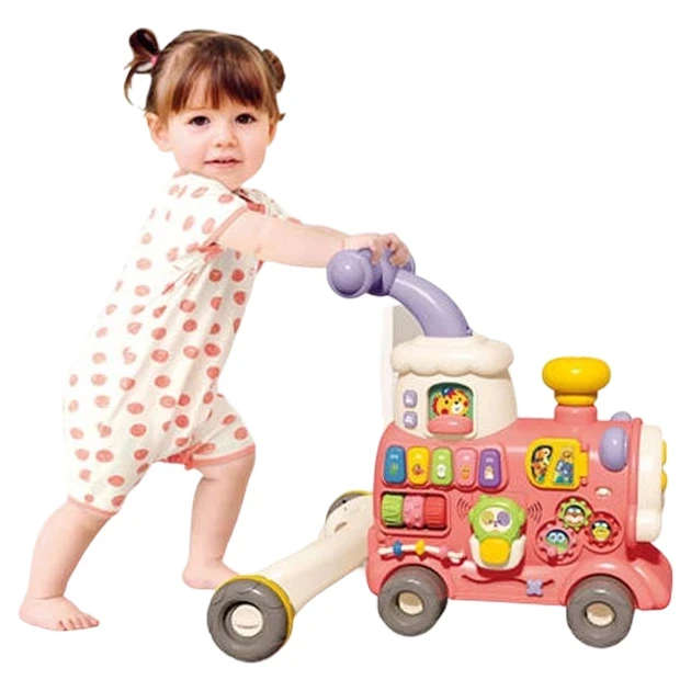 Ходунки дитячі Baby Walker 6065 Поїзд 5в1 (ігрова панель, музика, світло, парогенератор, годинник)