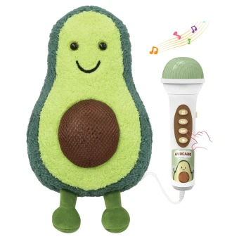 Детский караоке мягкая игрушка Авокадо 1960 (запись и воспроизведение голоса, музыка, на батарейках)