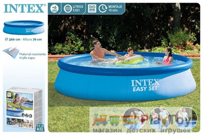 Семейный надувной бассейн Intex Easy Set 28130 (56420) круглый 366 х 76 Семейный надувной бассейн Intex Easy Set 28130 (56420) круглый 366 х 76