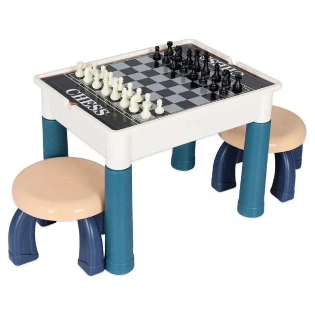 Ігровий столик S 5513 9 в 1 (8 ігор, магнітна дошка 37x28 см, 2 стільці)