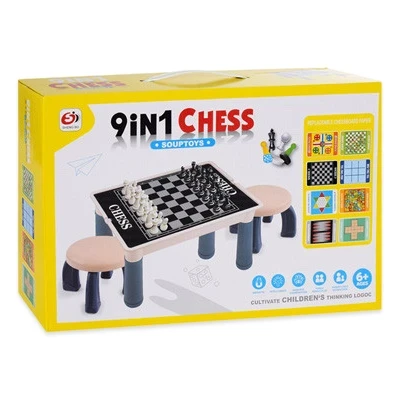 Ігровий столик S 5513 9 в 1 (8 ігор, магнітна дошка 37x28 см, 2 стільці)