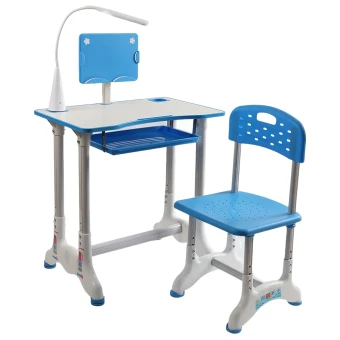 Детская парта J-41526 со стулом, регулируемая высота и наклон, подставка, лампа