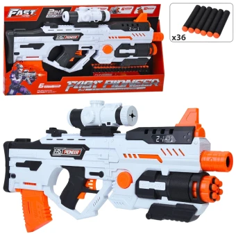 Игрушечный автомат Fast Pioneer BIG540 (36 мягких пуль, съёмный прицел, на батарейках)