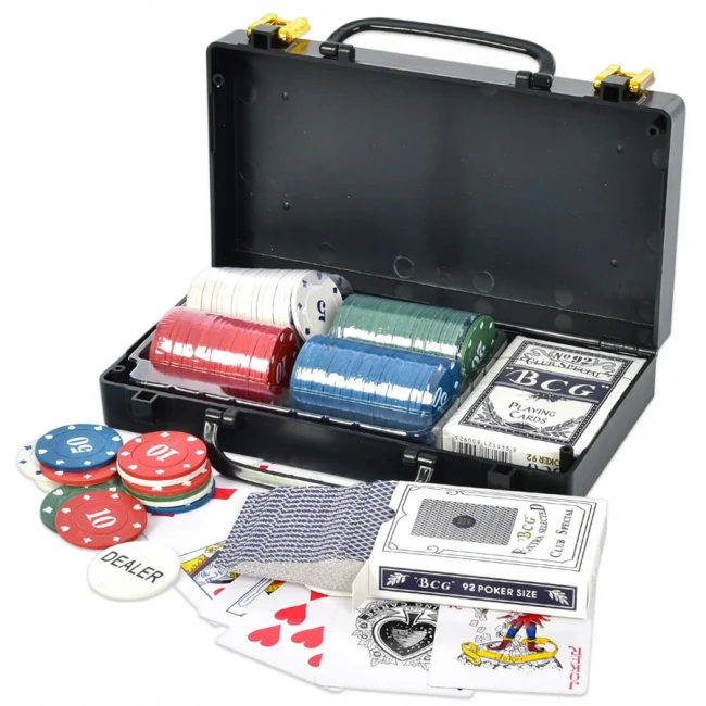 Набор для покера Poker Game Set-100 (100 фишек - 4 номинала, 2 колоды карт, кейс)