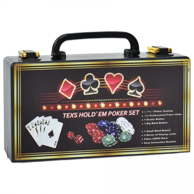 Набор для покера Poker Game Set-100 (100 фишек - 4 номинала, 2 колоды карт, кейс)