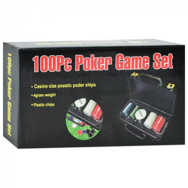 Набор для покера Poker Game Set-100 (100 фишек - 4 номинала, 2 колоды карт, кейс)