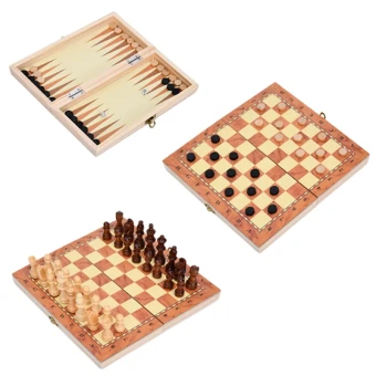 Набор 3в1 шахматы + шашки + нарды TD2023124, деревянная магнитная доска (25x27 см)