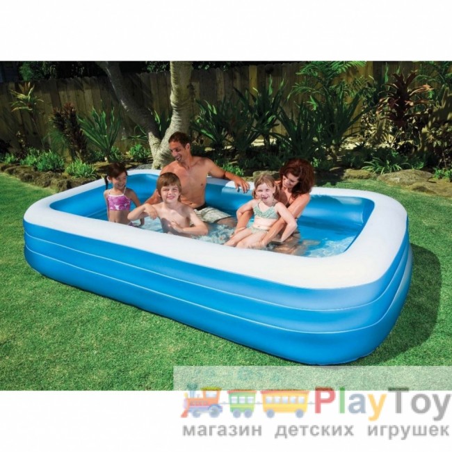 Дитячий надувний басейн Intex 58484-1 прямокутний 305 х 183 х 56 см із кульками 10 шт Дитячий надувний басейн Intex 58484-1 прямокутний 305 х 183 х 56 см із кульками 10 шт