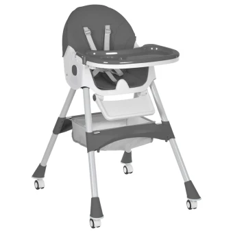 Стульчик для кормления Bambi M 6302 Gray (съемный столик, подножка, корзинка, чехол)
