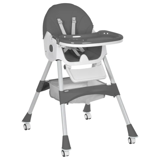 Стільчик для годування Bambi M 6302 Gray (знімний столик, підніжка, кошик, чохол)